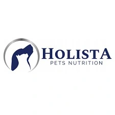Logo przedstawia sylwetkę psa w okręgu obok napisu \'HOLISTA PETS NUTRITION\'.