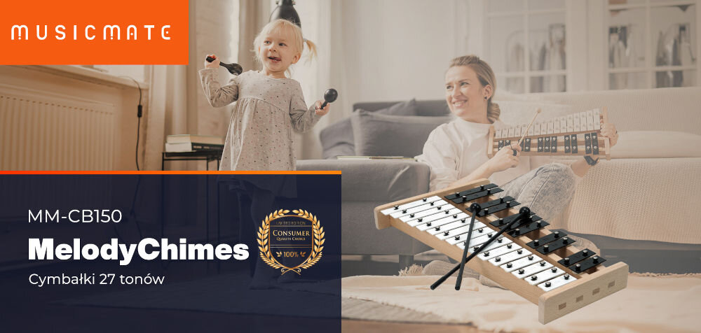 Dzwonki chromatyczne MUSICMATE MM-CB150 Czarno-biały Muzyka na wyciągnięcie ręki dziecko z mamą logo producenta nazwa modelu