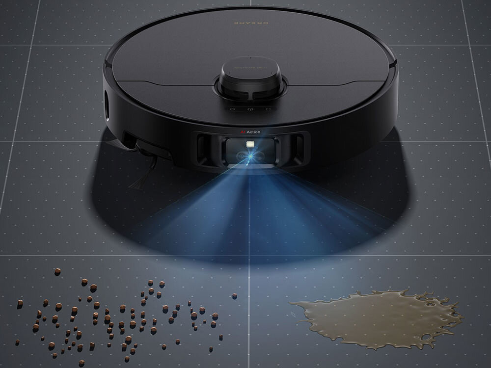 Robot sprzątający DREAME L40S Pro Ultra Czarny wizualizacja rozpoznawania rodzaju zabrudzenia suche mokre dostosowywanie ustawień automatyczne sprzątanie