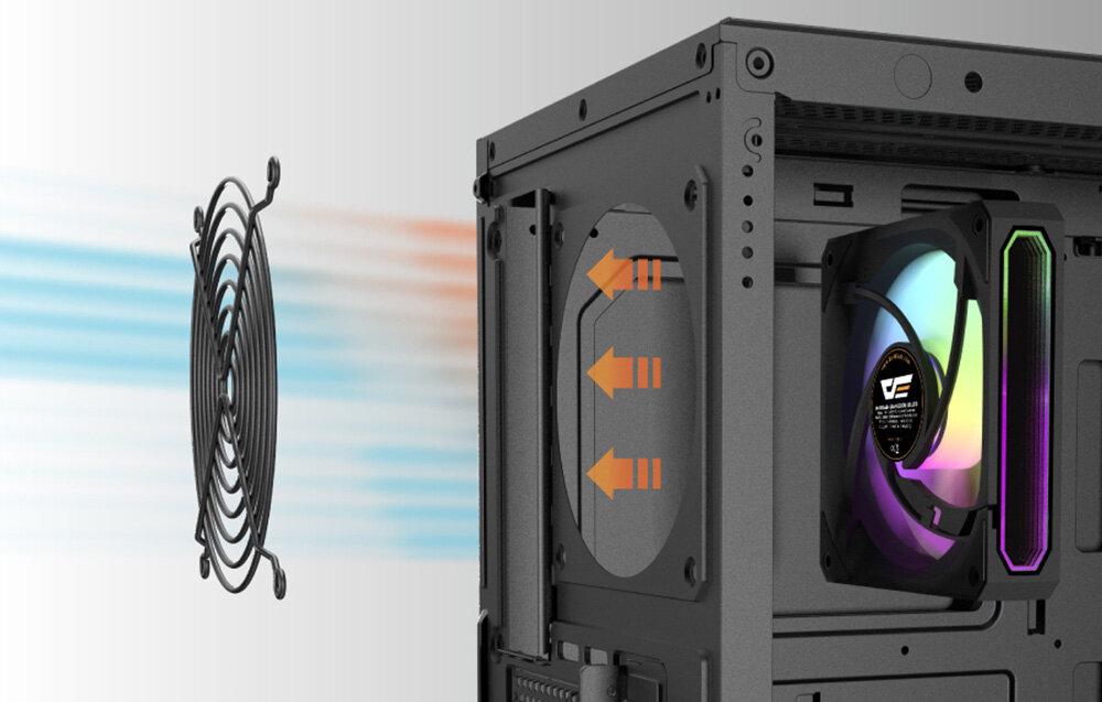Obudowa DARKFLASH DS900G, 10 wentylatorów, chłodzenie wodne, 360 mm, wydajność, Wentylator z podświetleniem RGB i osłoną.