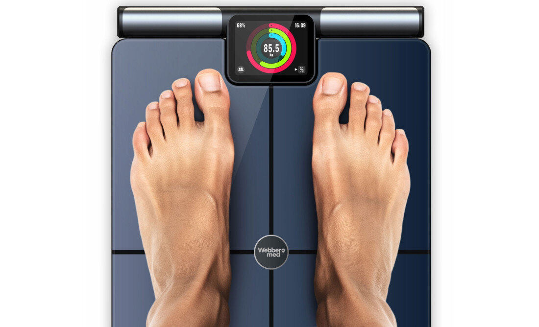 Waga łazienkowa WEBBER Siena PS636C Czarny Wysoka dokładność pomiaru Czuły sensor z dokładnością do 10 g  Wielopunktowe elektrody precyzja analiza