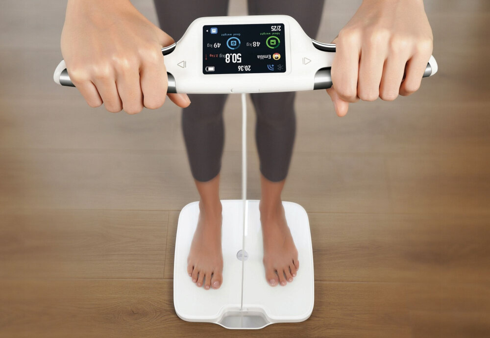 Waga łazienkowa WEBBER Liora PS577 Monitorowanie pracy serca Wbudowany czujnik tętna pomiar puls Stały dostęp do danych zdrowie