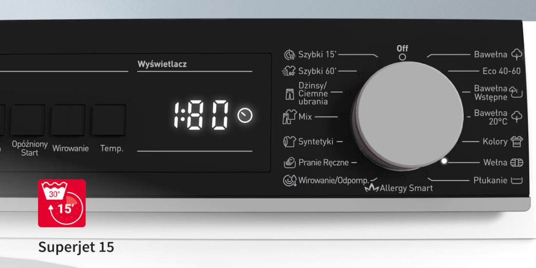 Pralka SHARP ES-NFB612CWB-PL 6kg 1200 obr 15 programow prania 1200 obrotow na minute Klasa energetyczna B