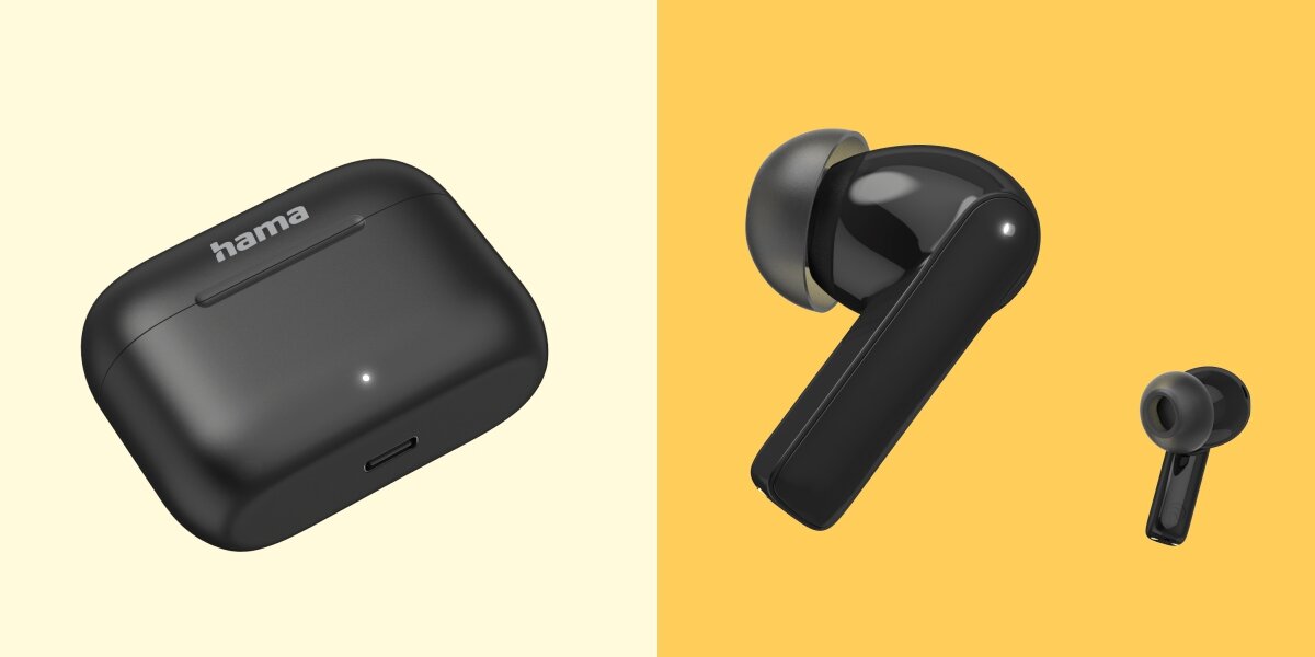 Słuchawki dokanałowe HAMA Passion Clear II - Wygodne sterowanie, etui z funkcją ładowania oraz słuchawki dokanałowe na brzoskwiniowym tle