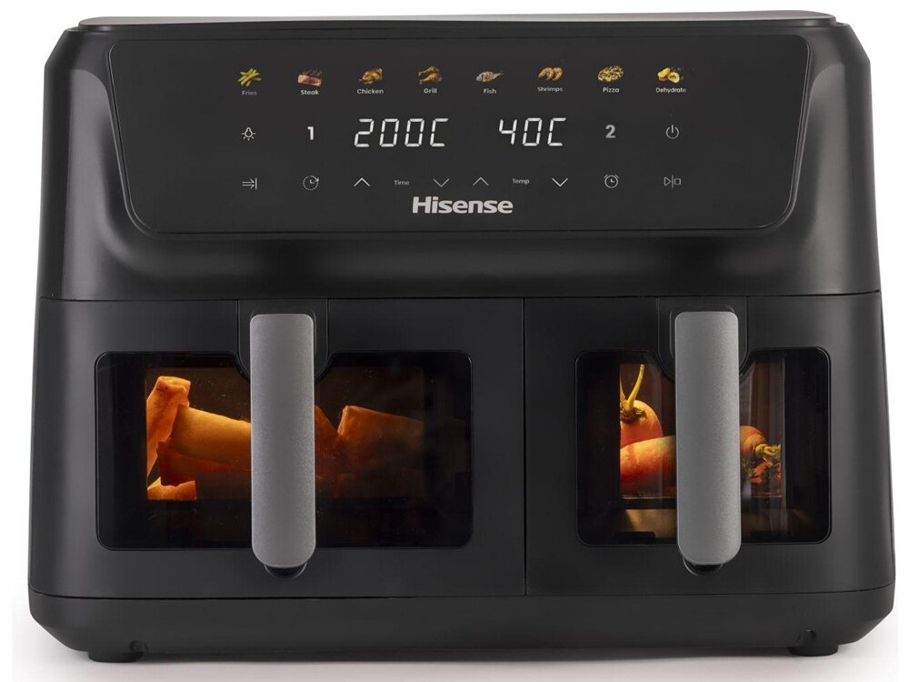 Air Fryer Frytkownica beztłuszczowa HISENSE HAF2700DCD wbudowane światło wewnętrzne, bez otwierania kosza, nieprzerwane gotowanie