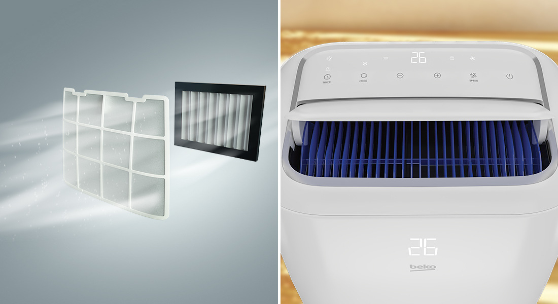 Klimatyzator BEKO BP113H funkcja grzania i osuszania pompa ciepla funkcja chlodzenia