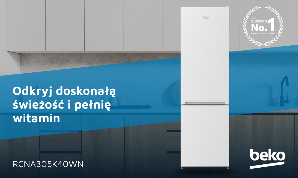 LODÓWKA BEKO RCNA305K40WN top baner wizualizacja