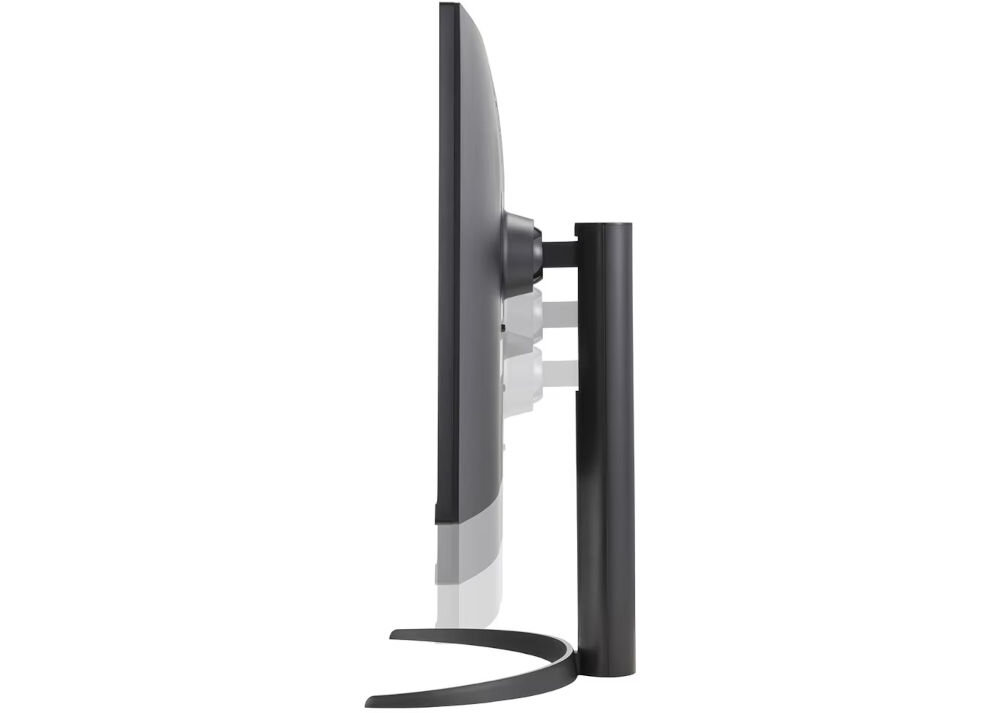 Monitor LG UltraFine 32UR550K-B 31.5 cala 3840x2160px 4 ms [GTG]  prezentacja monitora od boku białe tło regulacja pochylenia, wysokości, pivot, ergonomia, komfort pracy