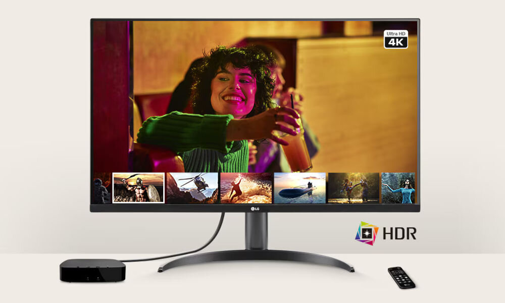 Monitor LG UltraFine 32UR550K-B 31.5 cala 3840x2160px 4 ms [GTG]   monitor na jasnym tle z włączonymi zdjęciami treści HDR, monitor UHD 4K, streaming, szeroka gama kolorów