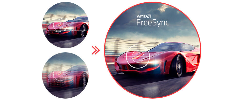 Monitor LG UltraFine 32UR550K-B 31.5 cala 3840x2160px 4 ms [GTG] pokazanie działania technologii porównanie z i bez w grze AMD FreeSync redukcja zacięć