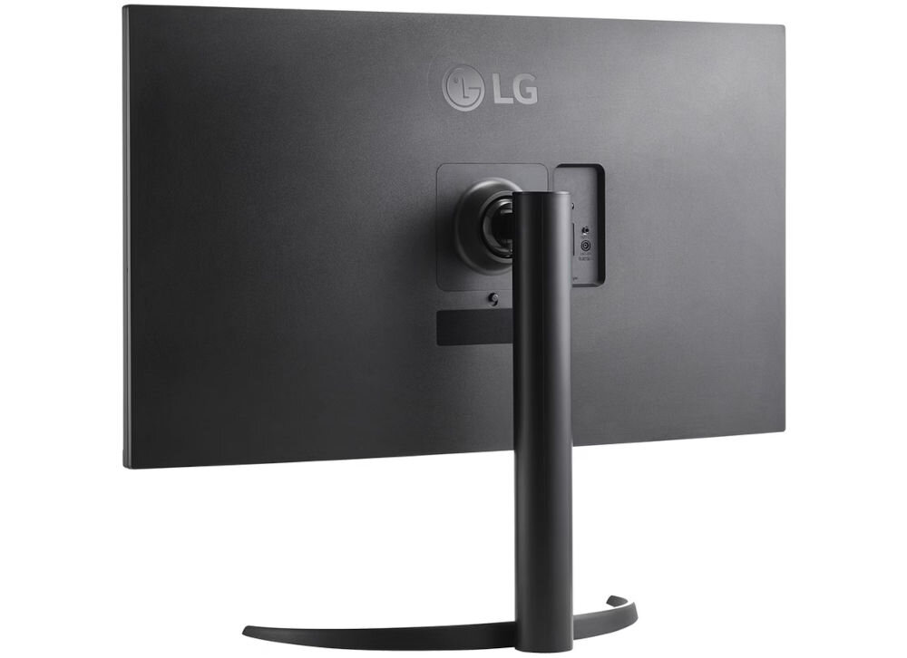 Monitor LG UltraFine 32UR550K-B 31.5 cala 3840x2160px 4 ms [GTG] prezentacja monitora od tyłu pod kątem na białym tle VESA 100 mm łatwe stabilne przymocowanie oszczędność miejsca uchwyt biurkowy VESA zwiększa powierzchnię roboczą dopasowanie ustawienia ekranu organizacja pracy