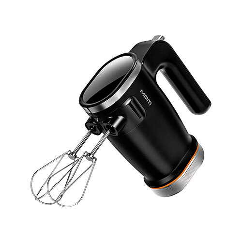 Akumulatorowy mikser ręczny GoFree CMMR-01 z zamontowanymi mieszadłami i akumulatorem.