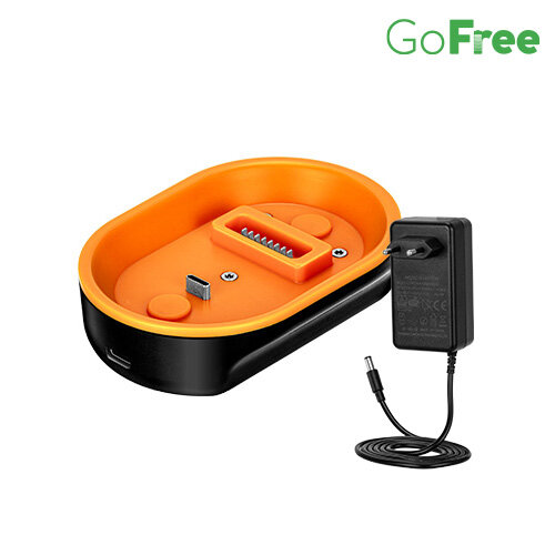 Baza w kolorze czarno-pomarańczowy z ładowarką GoFree CAKU-02.