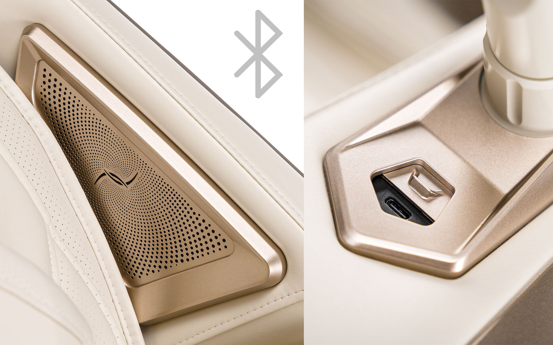 Fotel masujący iREST Eagleton Kremowo-złoty dodatki