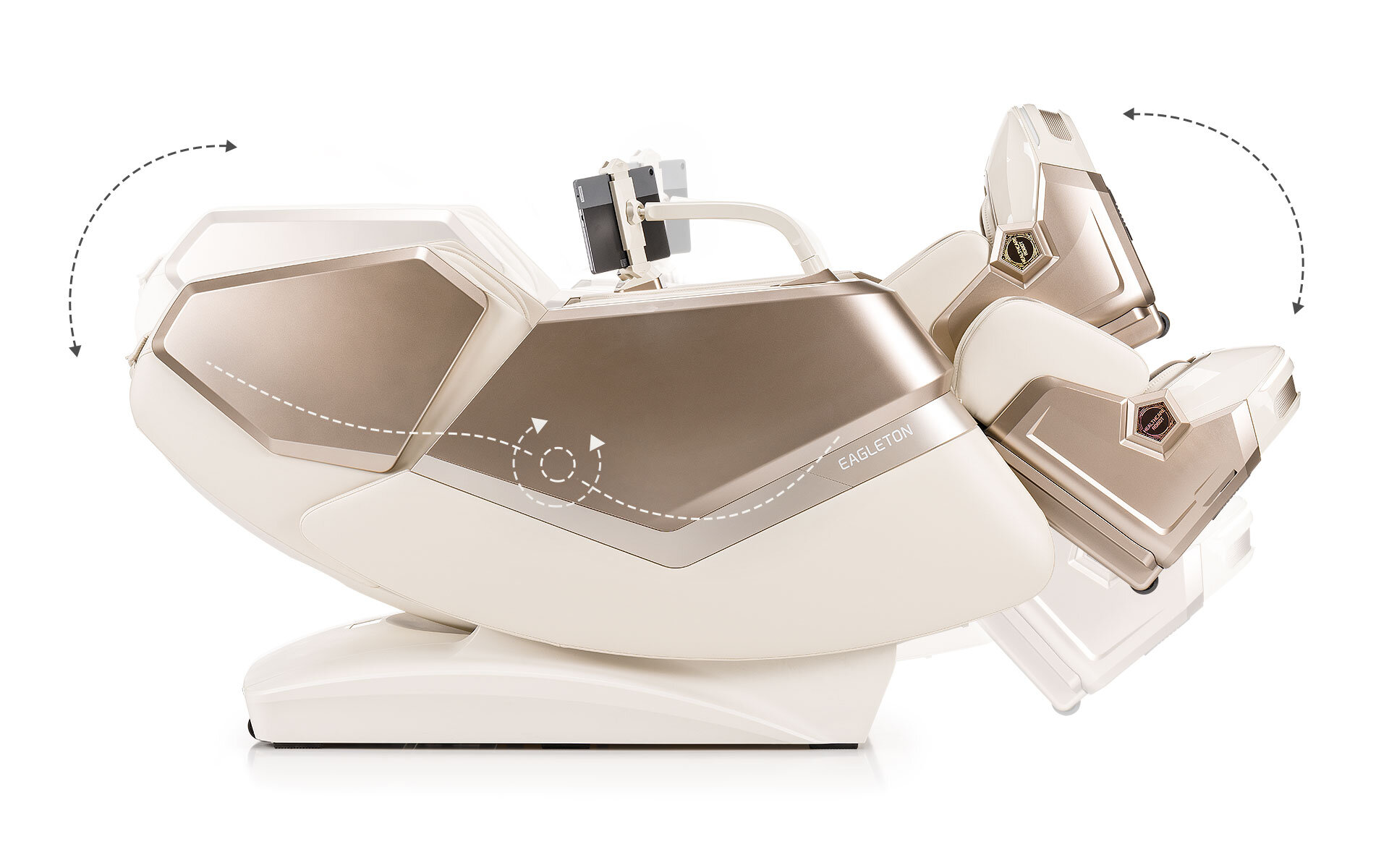 Fotel masujący iREST Eagleton Kremowo-złoty rozciąganie