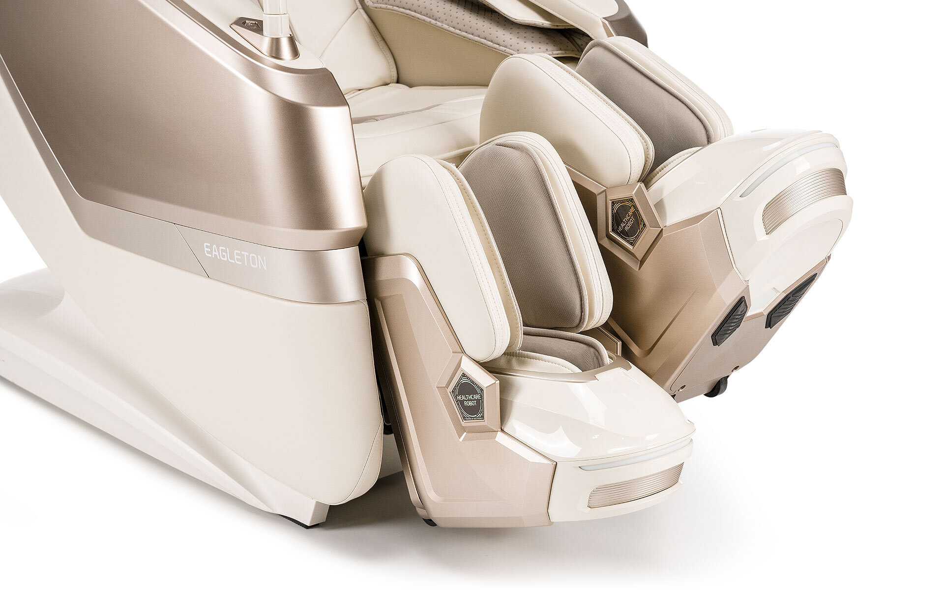 Fotel masujący iREST Eagleton Kremowo-złotymasaż nóg