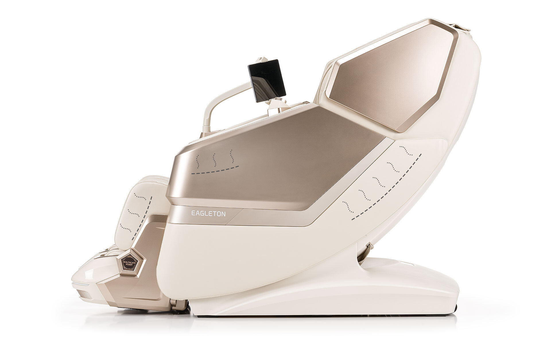 Fotel masujący iREST Eagleton Kremowo-złoty ogrzewanie