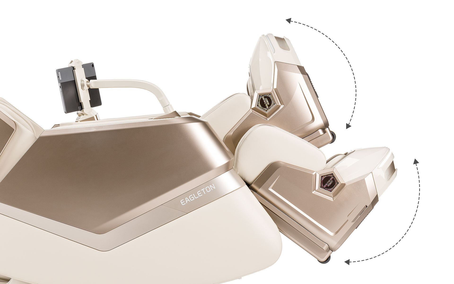 Fotel masujący iREST Eagleton Kremowo-złoty Rovo Walking