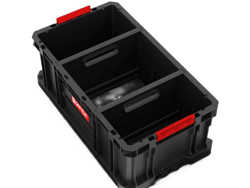 Skrzynka narzędziowa QBRICK System Two Box 200 Flex, konstrukcja, wytrzymałość, żebrowanie, odporność, Serwisant sprawdzający dokumentację w warsztacie.
