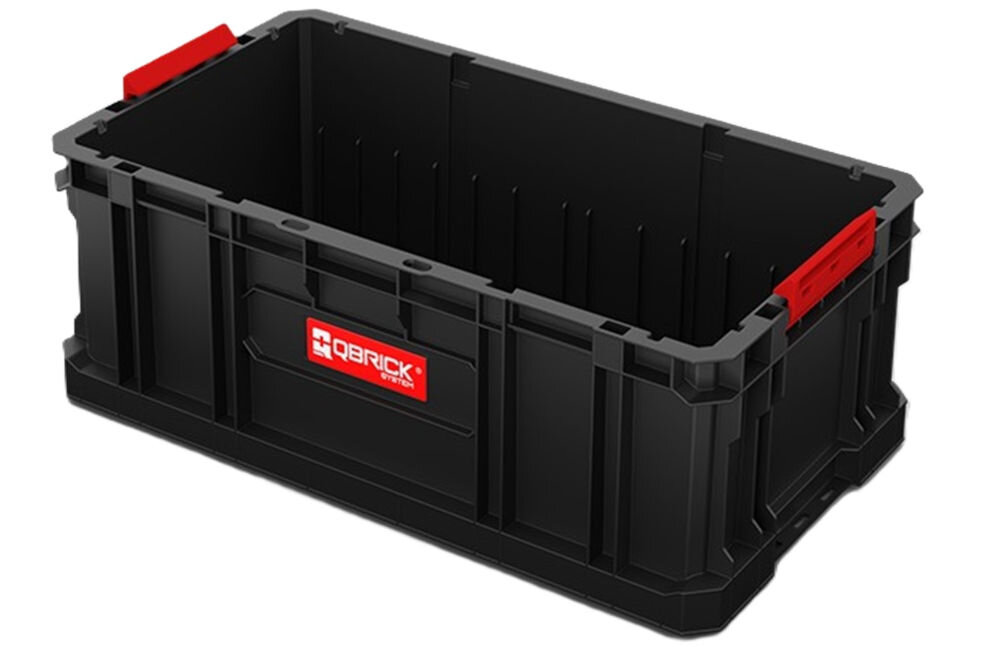 Skrzynka narzędziowa QBRICK System Two Box 200, kosz, pojemnik, narzędzia, warsztat, Pusty, czarny kosz narzędziowy widoczny z góry.