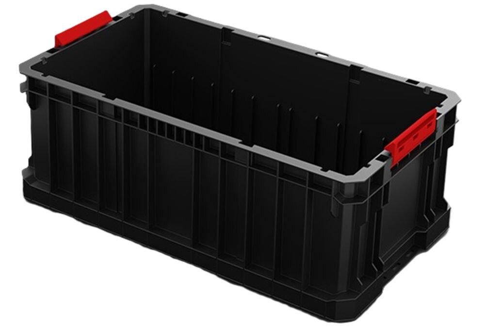 Skrzynka narzędziowa QBRICK System Two Box 200, wytrzymałość, obciążenie, lekkość, konstrukcja, Pusty, czarny kosz narzędziowy widoczny z góry.