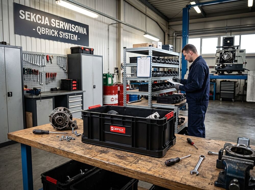 Skrzynka narzędziowa QBRICK System Two Box 200, ergonomia, gabaryty, pakowność, wygoda, Naprawa podzespołów maszyn na stanowisku pracy.