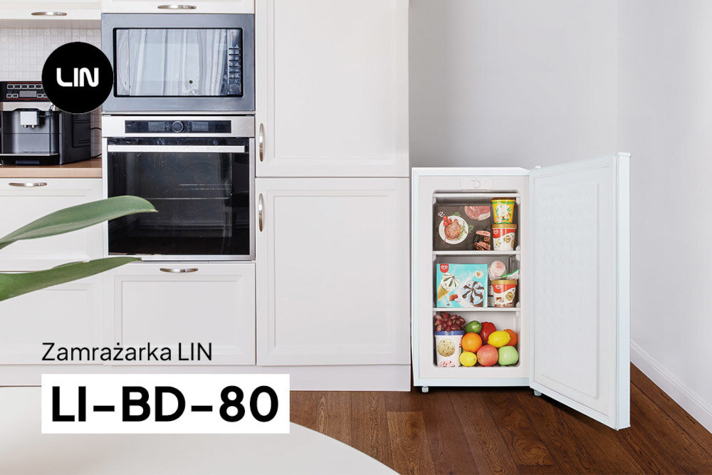 ZAMRAŻARKA LIN LI-BD-80 BIAŁA Zdolność zamrażania 4 kg/24h Dostępny w dwóch kolorach czarny biały wygląd Wymiary 83 cm x 47,4 cm x 48,6 cm styl kolory design elegancki uniwersalność stosunkowo cicha praca poziom głośności 45 dB klasa energetyczna E oszczędność enerrgii roczne zużycie energii 180 kWh oszczędne urządzenie przyjazne dla środowiska Elastyczność w umiejscowieniu Możliwość zmiany kierunku otwierania wygodne funkcjonalne rozwiązanie dopasowanie do pomieszczenia Proste i intuicyjne sterowanie klasyczne pokrętło sterujące dostosowanie temperatury intuicyjne rozwiązanie łatwa bezproblemowa obsługa niezawodność Przemyślany układ wnętrza pojemność 100 litrów 3 pojemne szuflady Regulowane nóżki stabilność instalacja