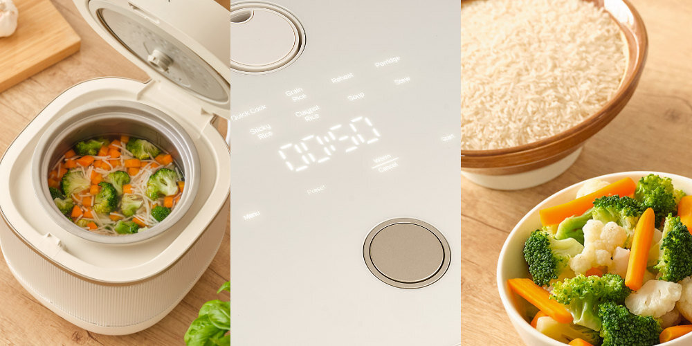 Ryżowar SENCOR SRM 2000WH Wielofunkcyjny łatwa obsługa dotykowy wyświetlacz porcje pojemność ryż moc