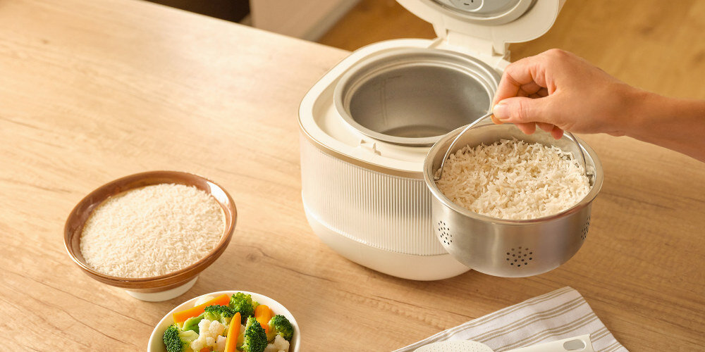 Ryżowar SENCOR SRM 2000WH Low Carb Low Sugar koszyk do gotowania na parze zdrowa dieta