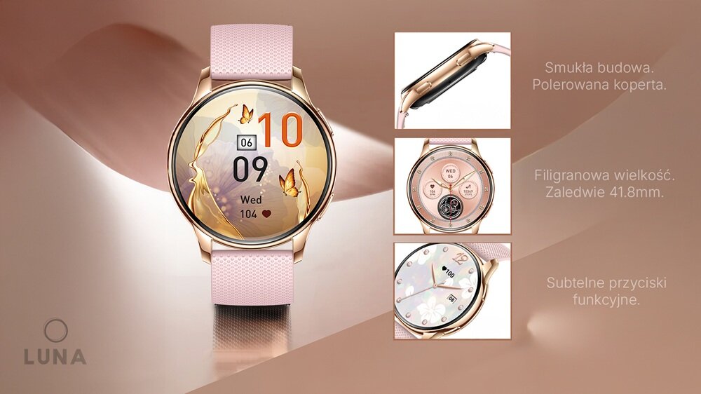 Smartwatch LUNA Erme Złoty starannie przemyślane detale, harmonijna kompozycja, komfortowe noszenie, minimalistyczny design