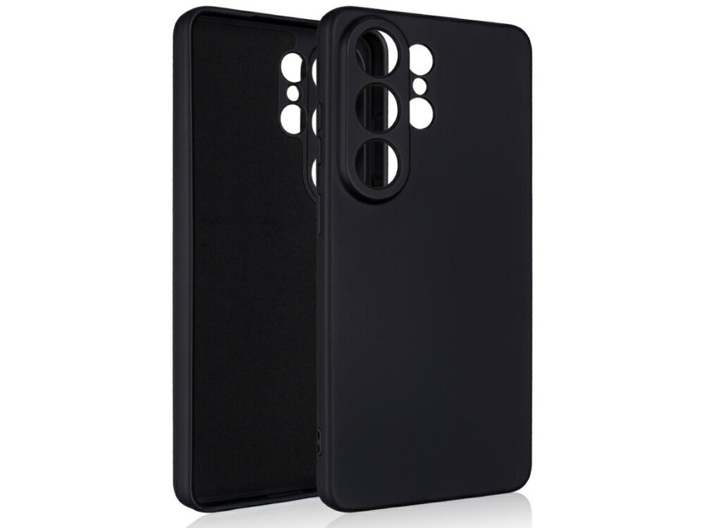 Etui BELINE Silicone do Samsung Galaxy S26 Ultra Czarny, etui, smukłe, silikon, ochrona, na białym tle etui pod skosem z 2 stron frontem lewo skos