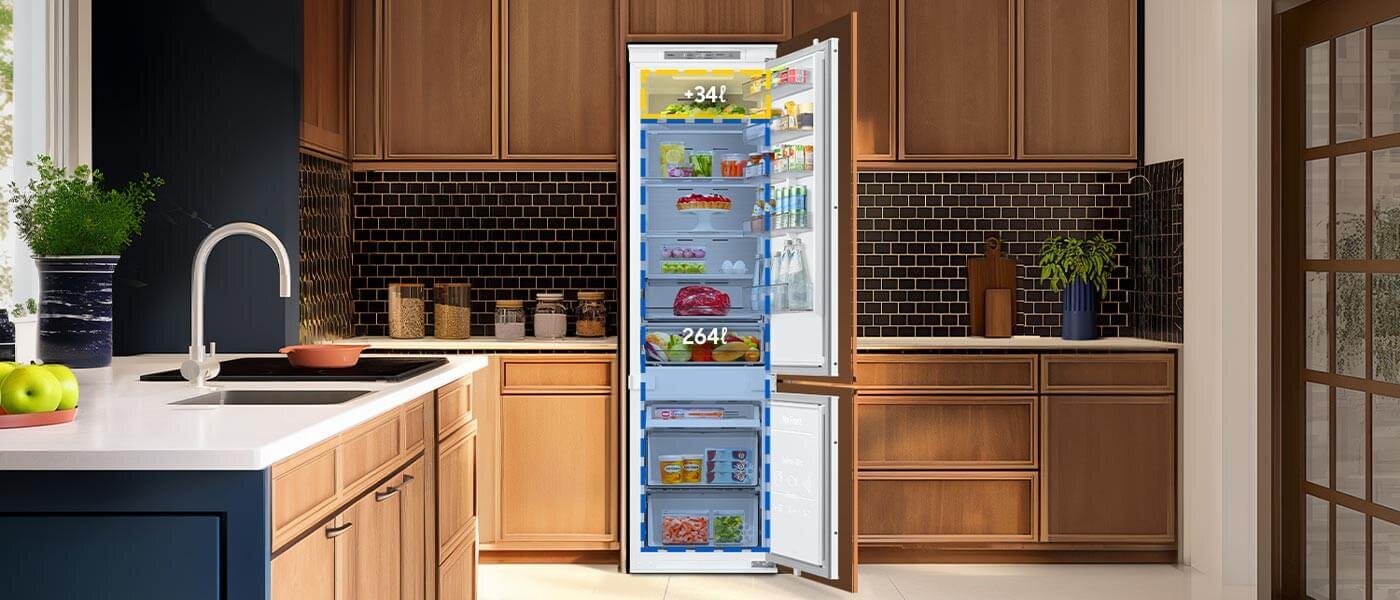 kup wyższą lodówkę do zabudowy brb80f30bds0eo, by zyskać 34 litry dodatkowej pojemności