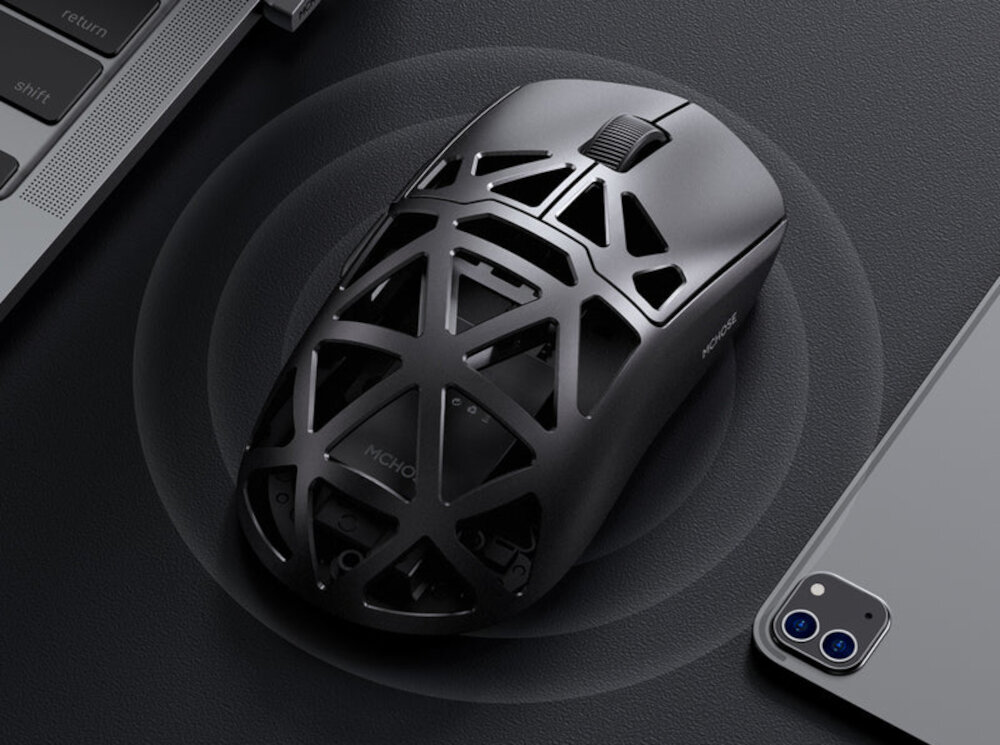 Mysz MCHOSE AX5 Pro Max komponenty zywnosc prezycja energooszczednosc sensor transmisja