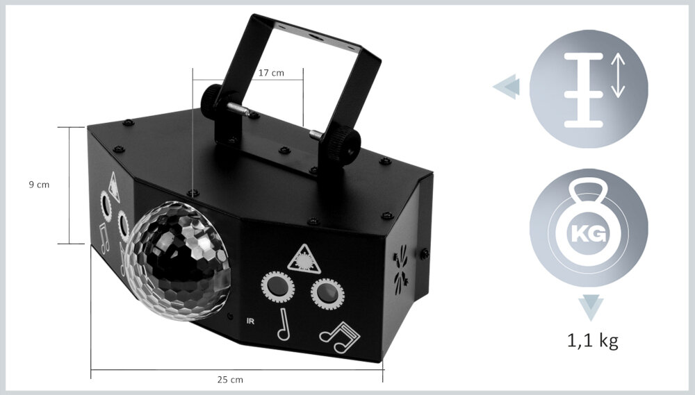 Multiefekt dyskotekowy MUSICMATE 4Eys - Zdalna obsługa i wygoda montażu