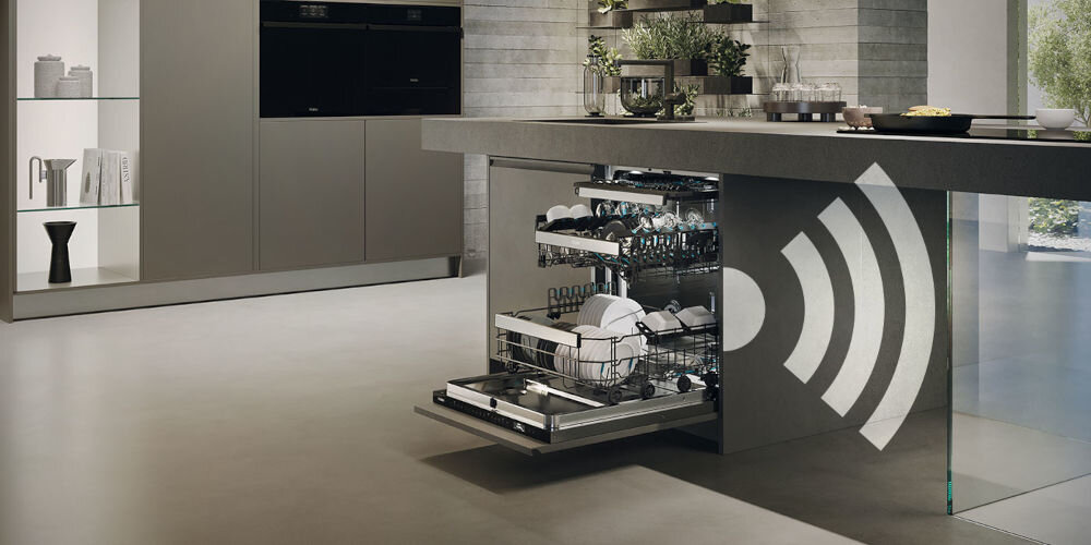 Zmywarka HAIER XYNERGY XS 63A4M4B Ramię X-spray Pompa ciepła A-30% TimeLight Prowadnice teleskopowe zmywarka w zabudowie ikona wifi zdalne połączenie aplikacja HoN wskazówki konserwacji