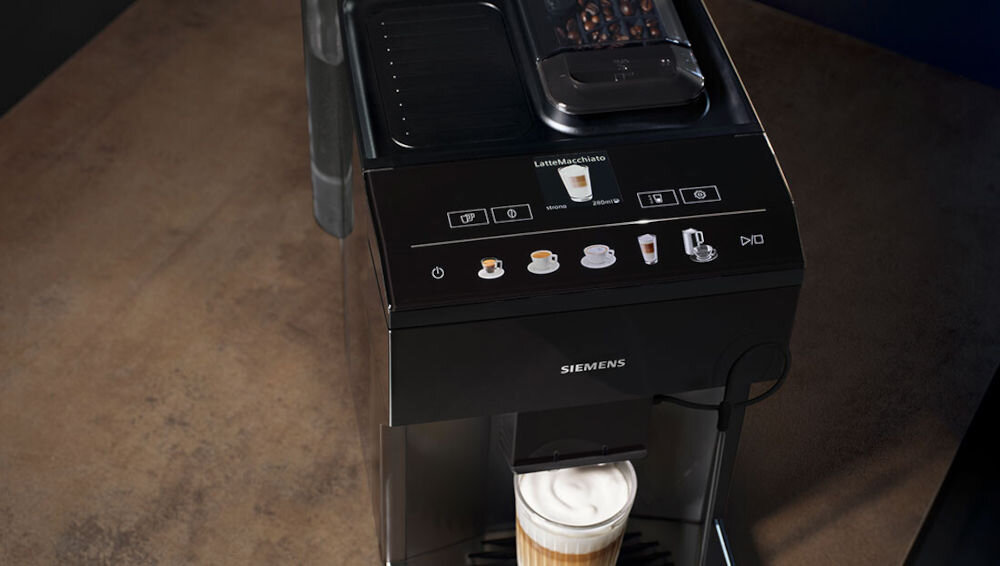 Ekspres SIEMENS EQ.500 TP511R09 latte macchiato cappucino mocne espresso mleczne specjały przycisk