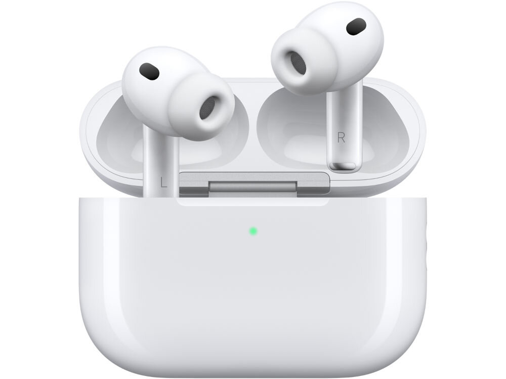 Słuchawki dokanałowe APPLE AirPods Pro 3 ANC Biały aktywna redukcja haładu izolacja skustyczna mikrofony redukcja hałasu - słuchawki w etui na białym tle