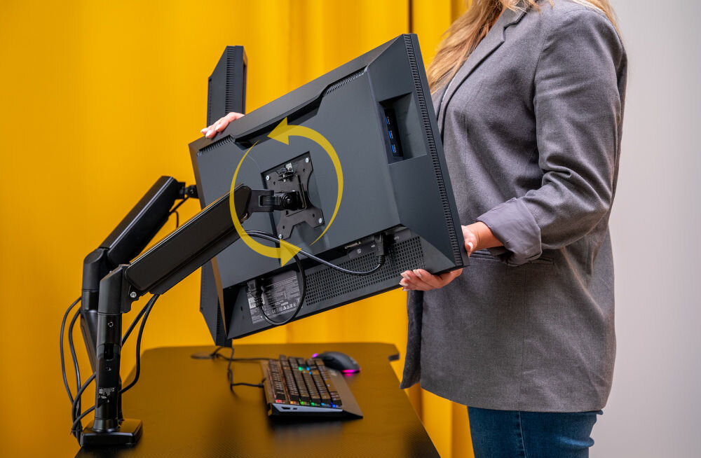 Uchwyt biurkowy MAD DOG MA1034S2 regulacja wysokości obrót pion poziom