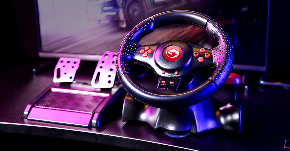 MARVO GT-903 Onaga 30 PS4, PS3, Xbox One, Xbox 360, Nintendo Switch Androidem oraz PC - kierownica i pedały na biurku