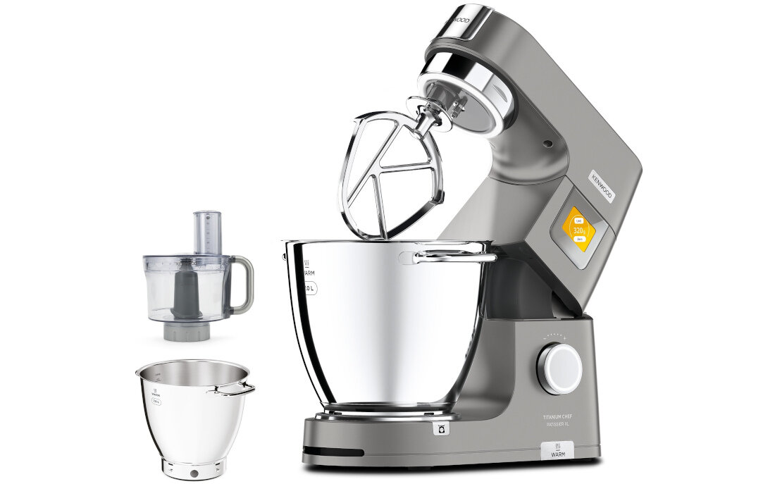 Robot wielofunkcyjny KENWOOD Titanium Chef Patissier XL KWL90.244SI 1400W z wbudowana waga i funkcja gotowania (2 misy w zestawie) Malakser z 6 tarczami w zestawie wykonany z Tritanu™