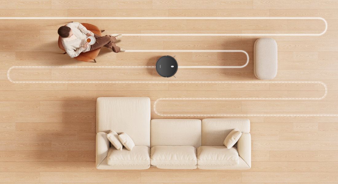 Robot sprzątający XIAOMI Vacuum E5 EU Czarny Zautomatyzowane czyszczenie czujniki nawigowanie przeszkody unikarnie obszar trasa sprzątanie