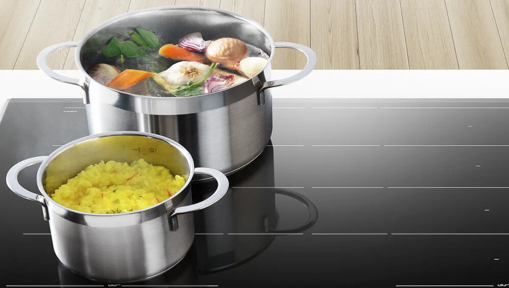 Płyta indukcyjna BOSCH PVS63RHB1E łączenie stref rozkład ciepła FlexInduction