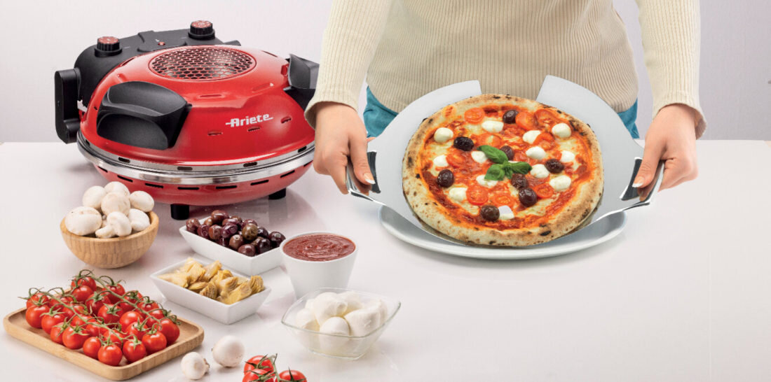 Piec do pizzy ARIETE 928/01 Pizza Italia 1200W średnica 33 cm Czerwony czas domowa pizza smak aromat