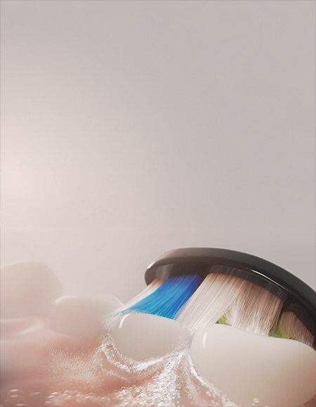 Grafika przedstawiająca zbliżenie na włókna szczeteczki myjące zęby.