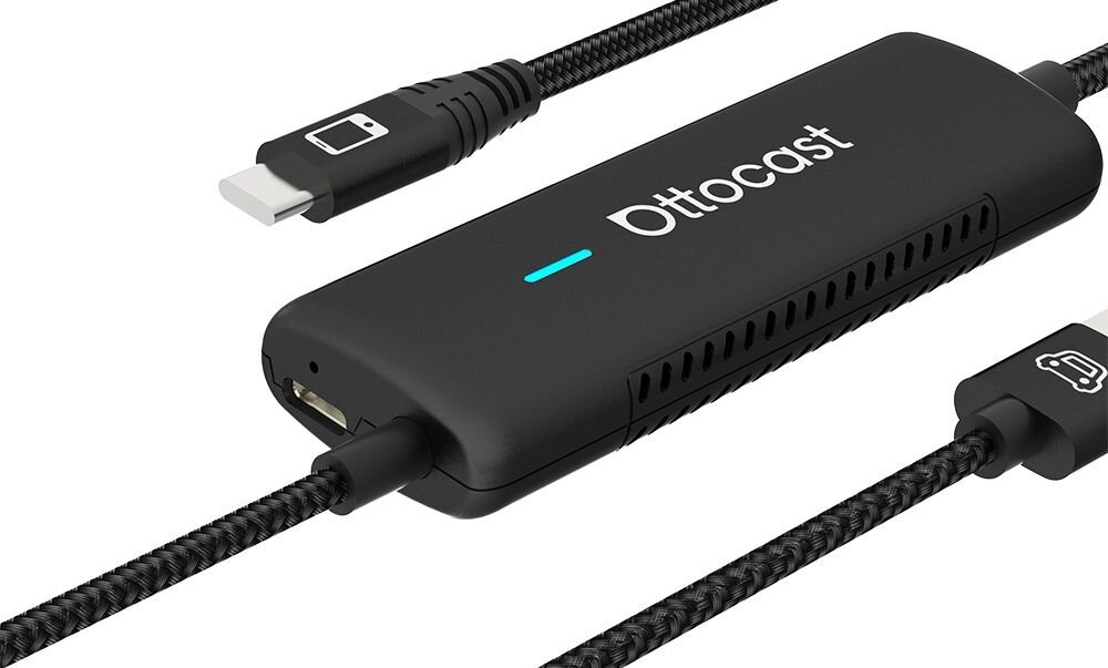 Adapter OTTOCAST CA450-T Mirror Touch procesor Allwinner V851S3 plug and play stabilna praca, adapter na białym tle