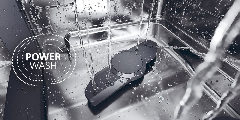 ZMYWARKA HAIER I-PRO SHINE XF 4A4M4PX AI SMART zdjęcie lifestyle dno śmigło filtr System Powerwash dodatkowe strumienie wody efekty mycie dokładne większy przepływ