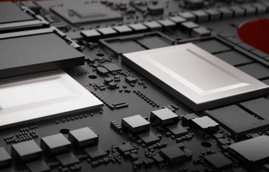 Zbliżenie na płytę główną komputera z zastosowaniem hybrydowego ciekłego metalu.  - OMEN Cryo Compound  