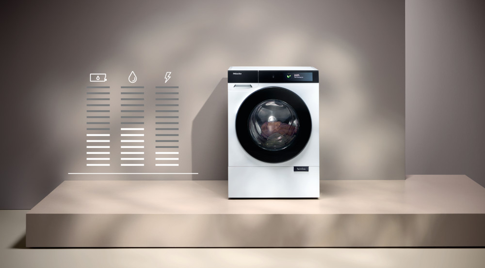 PRALKA MIELE WQ 1000 WPS zdjęcie lifestyle pralka parametry wykres program automatyczny SmartMatic dostosowuje się do wielkości załadunku prosta obsługa