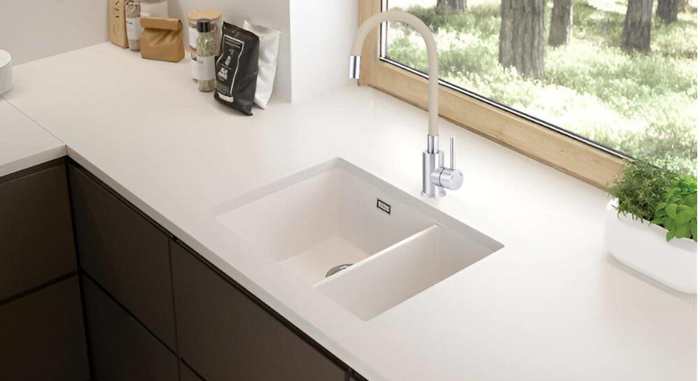 BATERIA DEANTE LUNO BOC 5720 BEŻ-STAL ze stali kolor beż/stal praktyczna giętka konstrukcja aerator