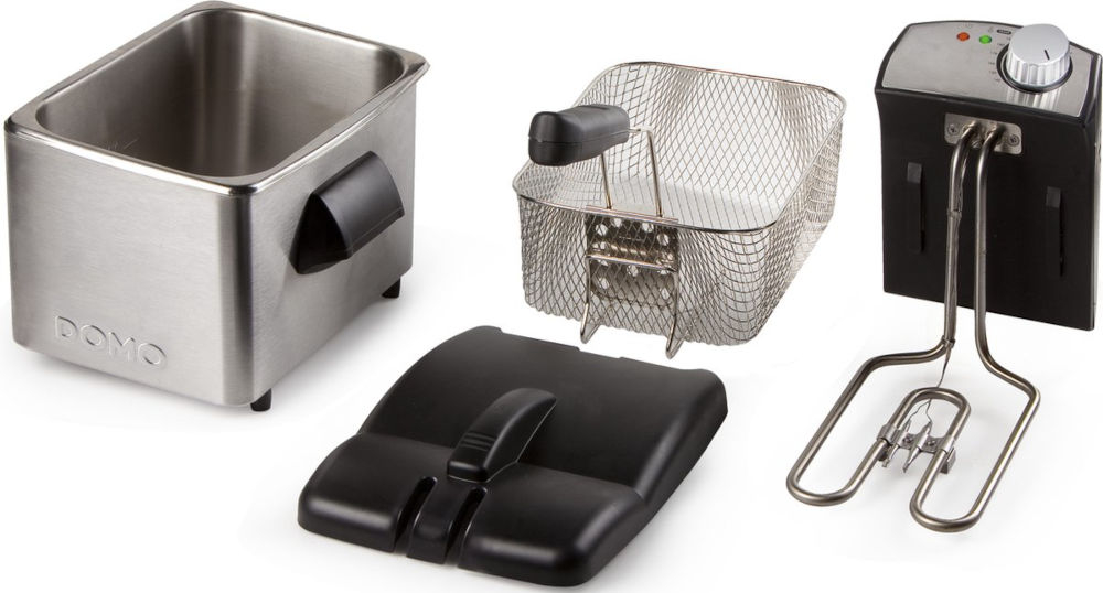 Frytkownica DOMO DO458FR moc pojemność stal nierdzewna rozkładana mycie w zmywarce misa kosz regulacja temperatury 